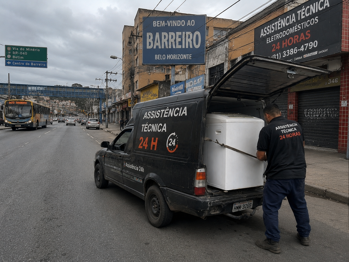 Viatura de assistência técnica certificada em deslocamento rápido na região do Barreiro, Belo Horizonte